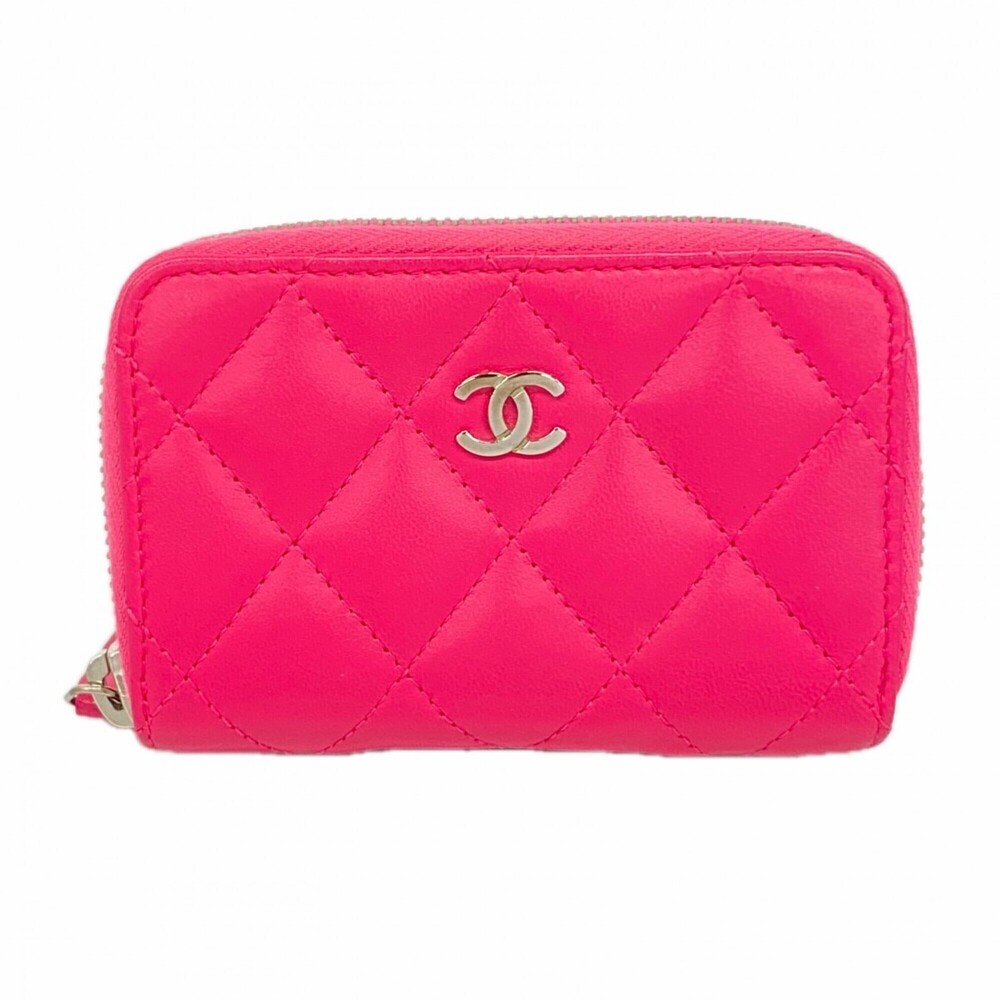 CHANEL Authentic Pink Lambskin Leather Wallet